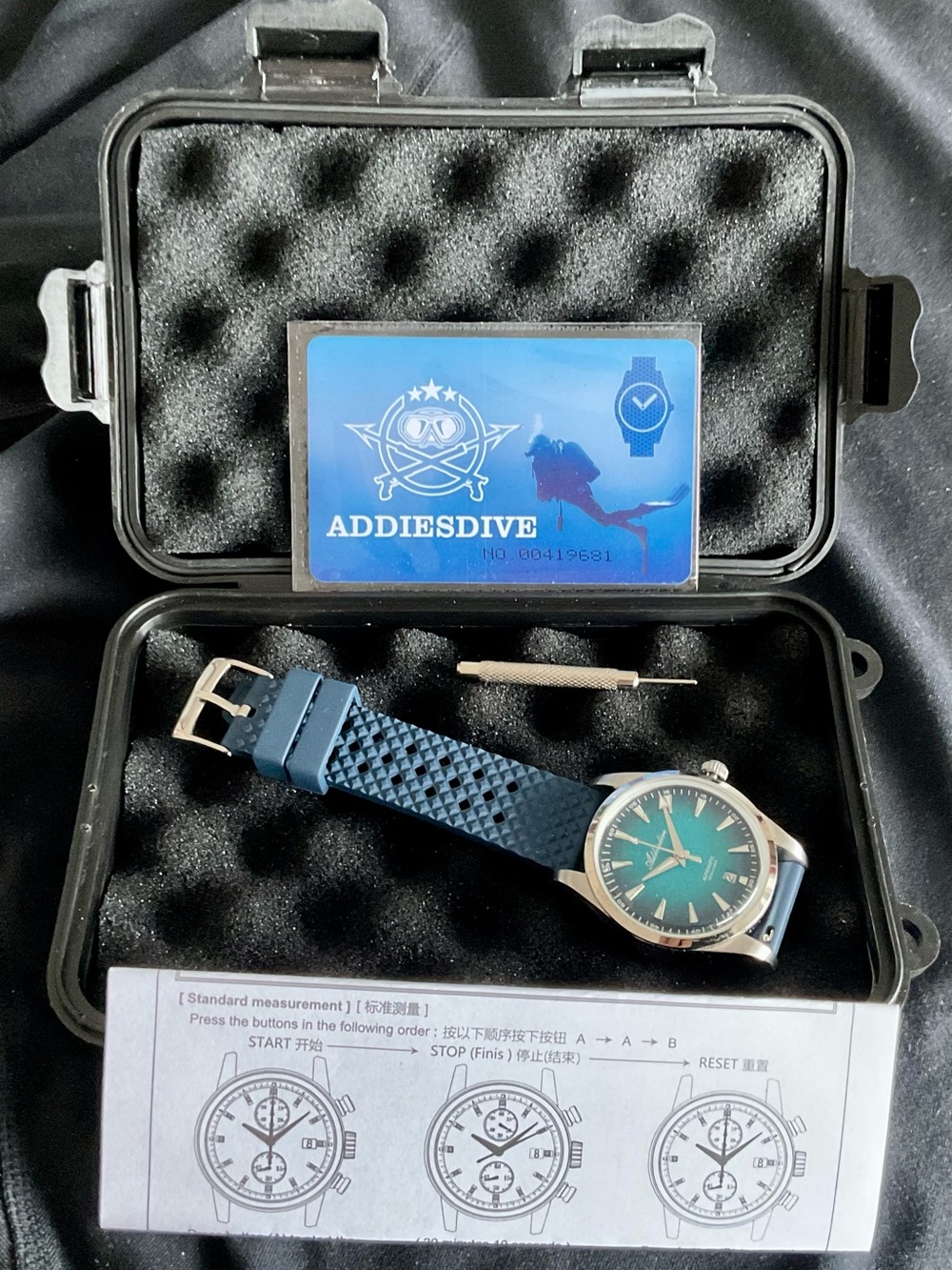 Full Set NIB Automatic Addiesdive Watch Textured Radiant Teal Dial - Picture 9 of 16